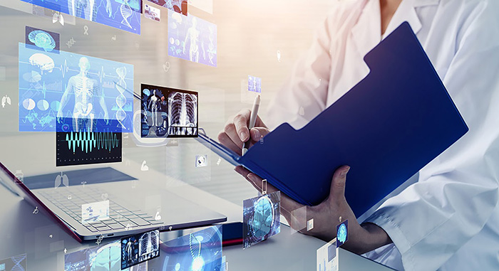 lab coat person with file