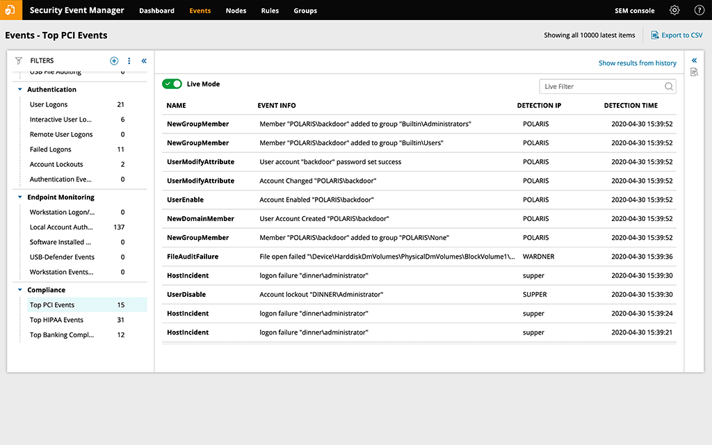 Solarwinds security event manager